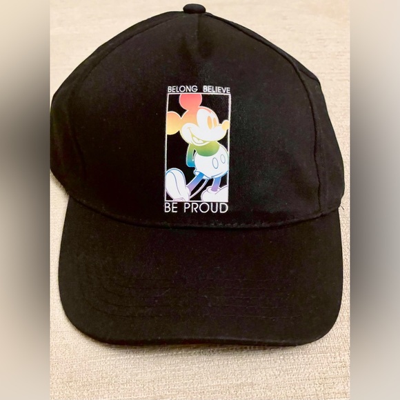 DISNEY Mickey Mouse LOVE Pride Black Snapback Cap Hat Berkshire Rainbow - Picture 1 of 8